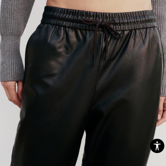 NTW Zara black faux leather jogger pants S - Picture 2 of 5